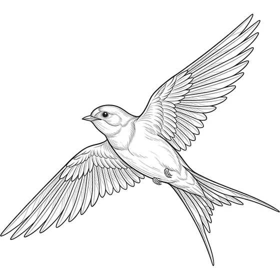 Bird Tattoos example — A swallow in flight with wings spread, traditional style
