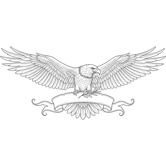 Bird Tattoos example — An eagle with outstretched wings above a blank banner