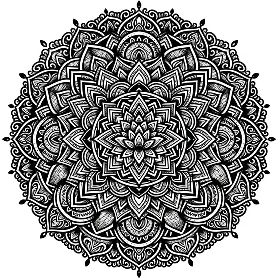 Chest Tattoos example — A dense blackwork mandala centred on the sternum