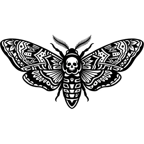 Chest Tattoos example — A moth with wings spread symmetrically across the chest