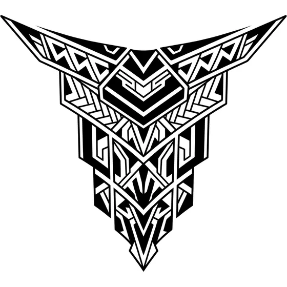 Chest Tattoos example — Bold geometric panels running from collarbone to sternum