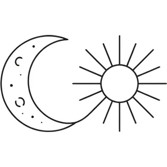 Couple Tattoo Ideas example — A minimalist moon, a few craters as dots, same line weight as a paired sun
