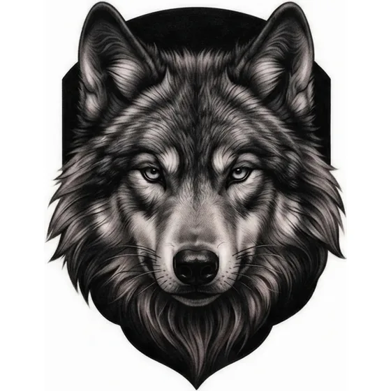 Cover-Up Tattoos example — A black and grey wolf head with a solid dark background, no thin lines