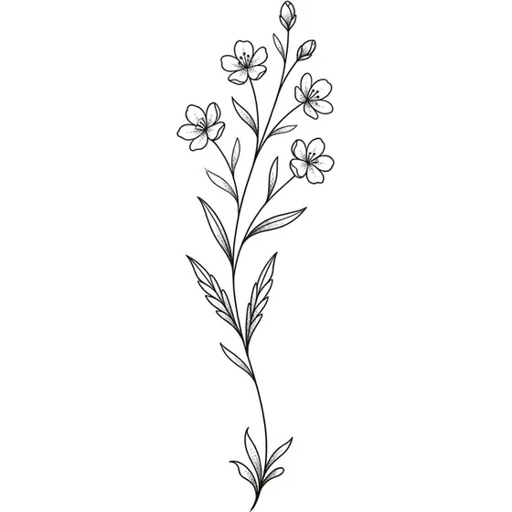 First Tattoo Ideas example — A single wildflower stem sized for the inner arm