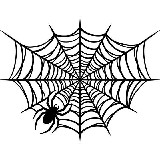 Hand Tattoo Ideas example — A spider web across the web of the thumb in solid black