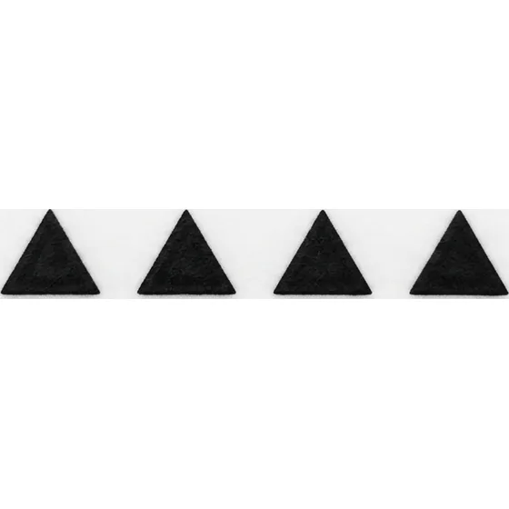 Matching Tattoos example — A tiny solid blackwork triangle, same dimensions for a set of four