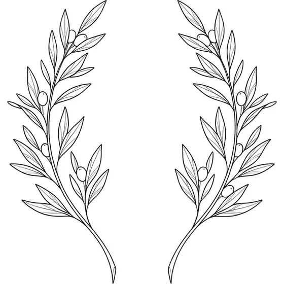 Matching Tattoos example — Matching fine-line olive branches, single stem, no extra flowers