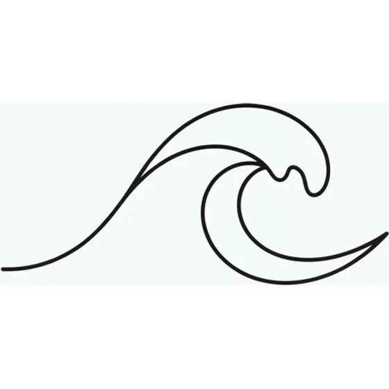 Matching Tattoos example — A minimalist wave in one stroke, palm-sized, no shading