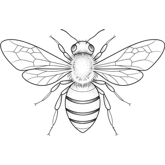 Matching Tattoos example — A fine-line bee, simple, same scale for each matching tattoo