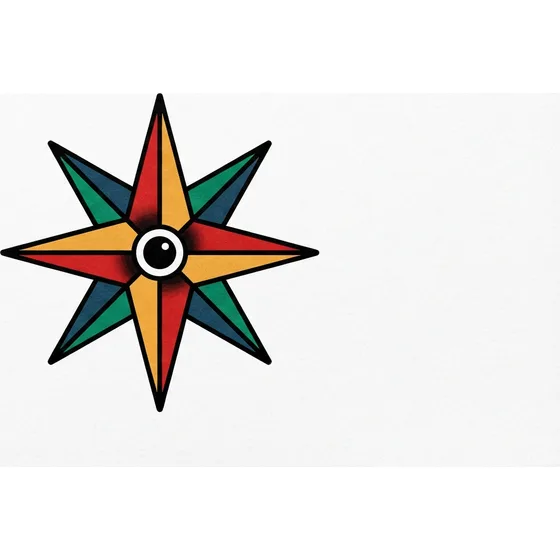 Matching Tattoos example — A small traditional star, bold outline, same size for each person