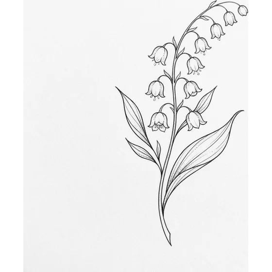 Memorial Tattoos example — A fine-line single stem of lily of the valley, no banner and no name