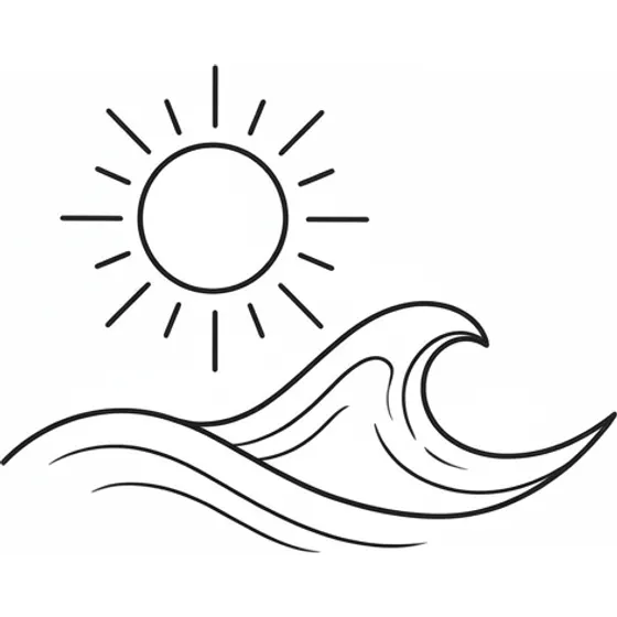 Minimalist tattoo example — A minimal wave and sun in single-weight line art