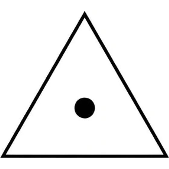 Minimalist Tattoos example — A small equilateral triangle with a dot at its centre