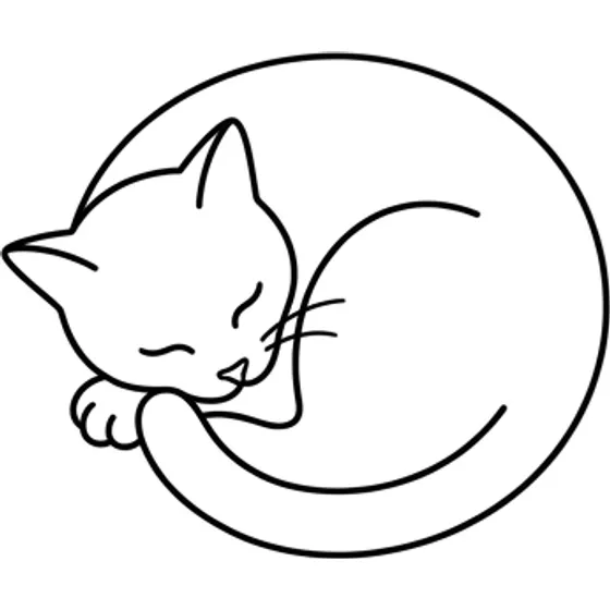 Minimalist Tattoos example — A simple outline of a cat curled asleep