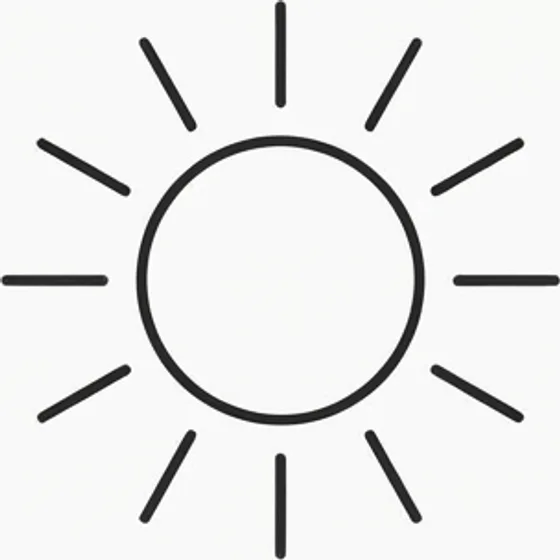 Minimalist Tattoos example — A small outlined sun with short straight rays, single line weight
