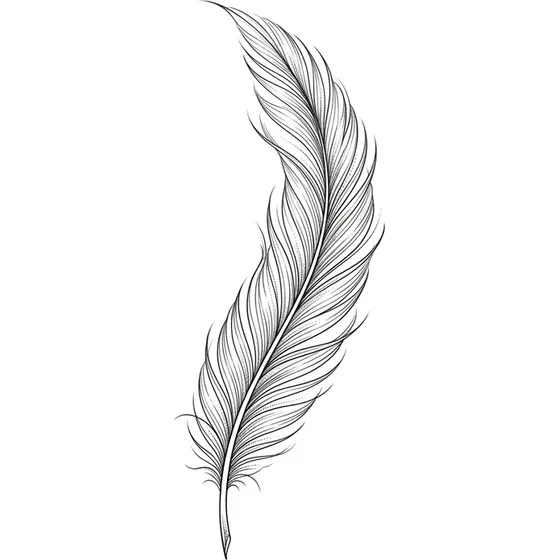 Rib Tattoos example — A feather elongated to follow the line of the ribs