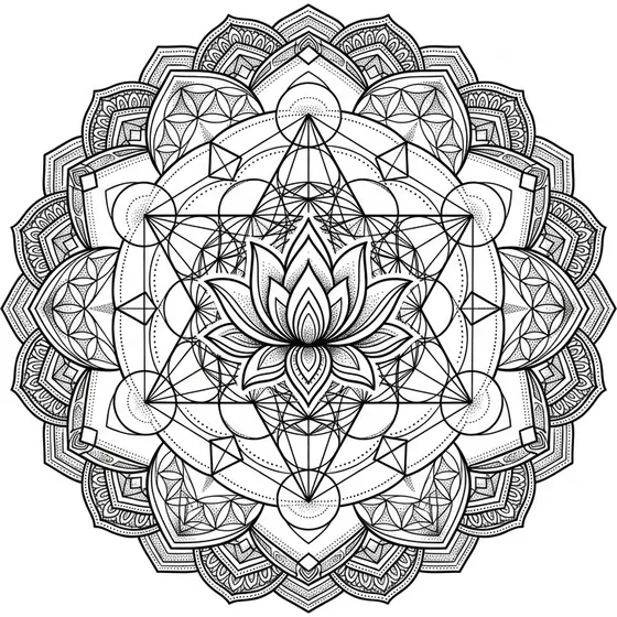 Shoulder Tattoos example — A sacred geometry pattern with a lotus centre, rounded to the shoulder