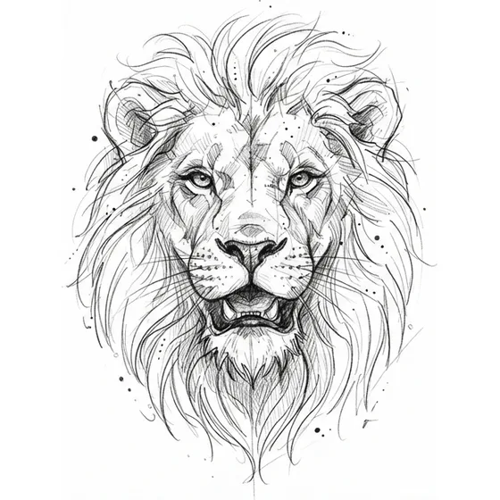 Tattoo Ideas example — A sketch-style lion head with loose unfinished edges