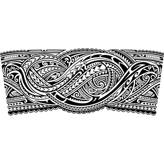 Tribal tattoo example — A calf band with layered geometric tribal detail